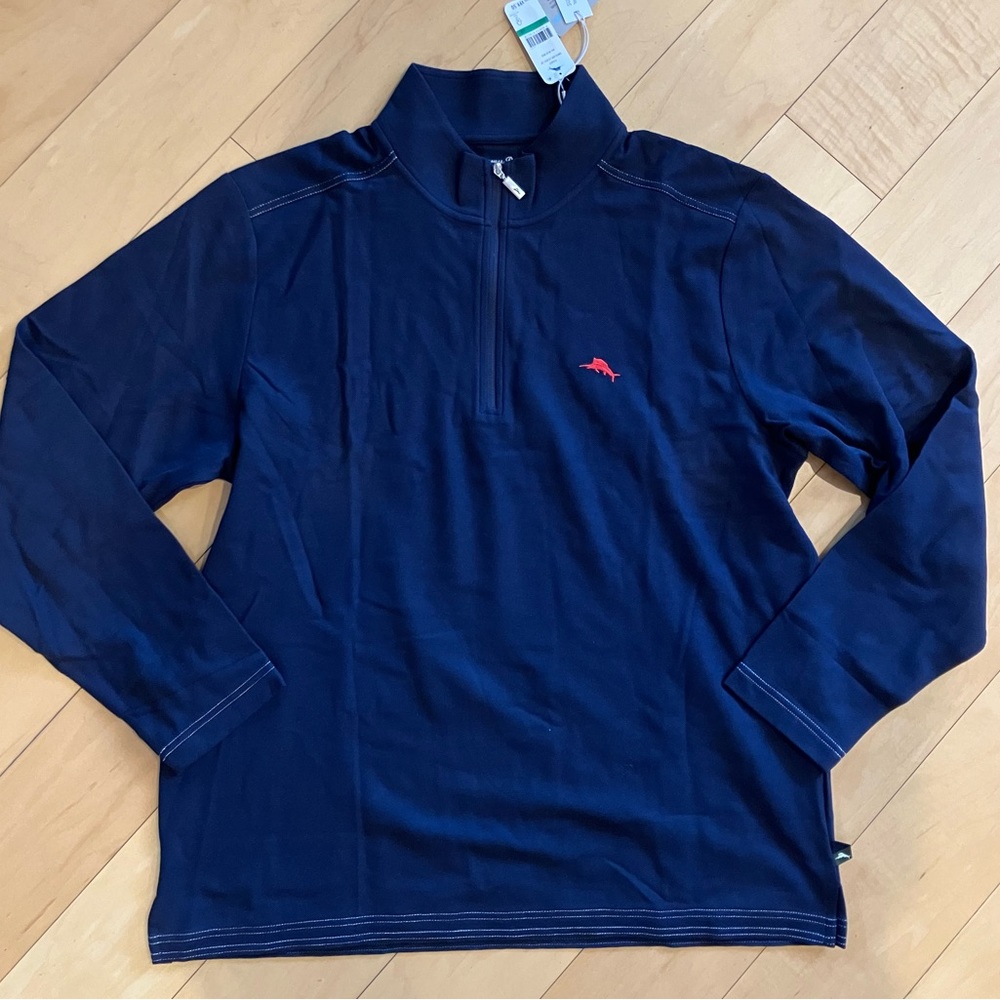 Tommy Bahama Emfielder Island Zone half zip Mens L Navy Blue